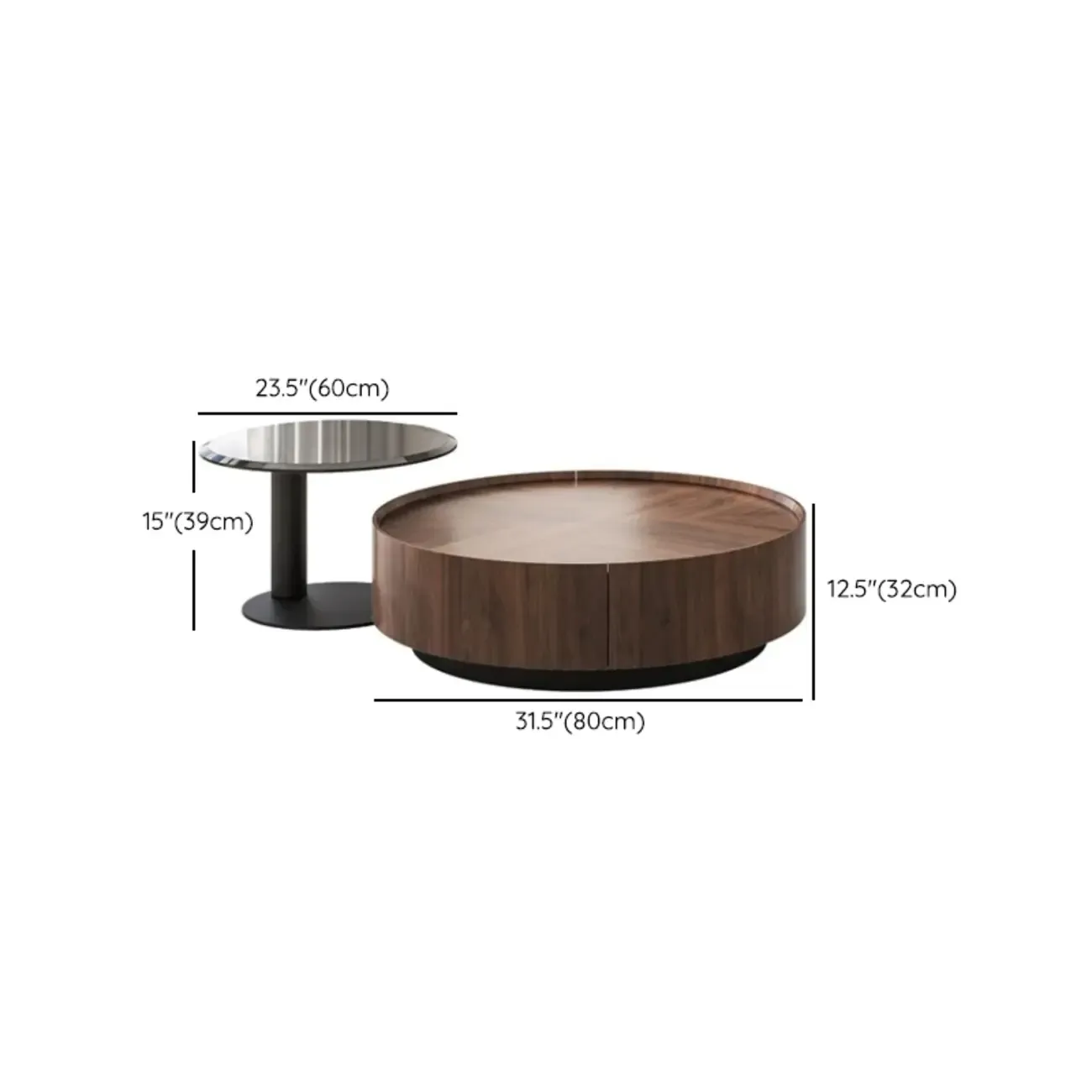 2 Drawers Round Reclaimed Wood Nesting Pallet Coffee Table Image - 13