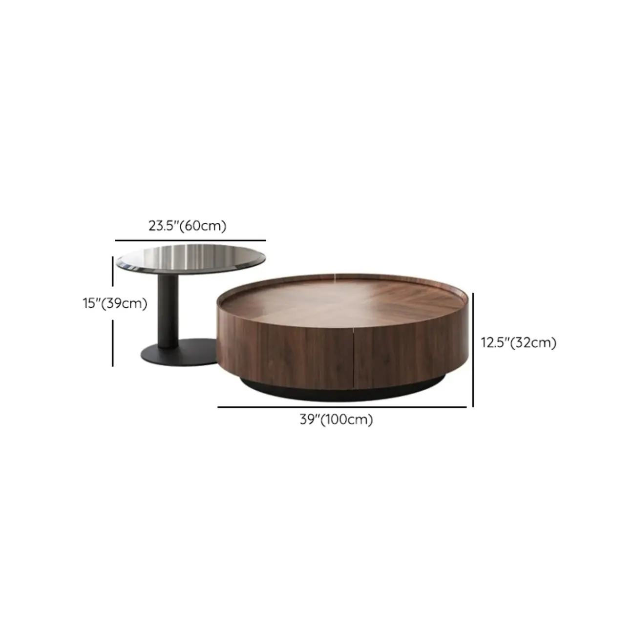 2 Drawers Round Reclaimed Wood Nesting Pallet Coffee Table Image - 15 | homeyfad