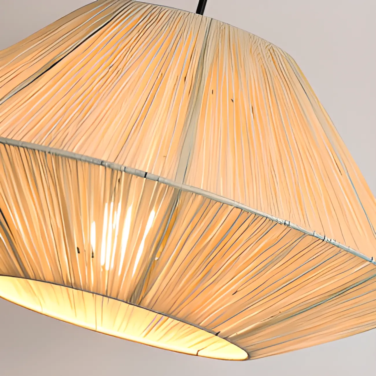 Adjustable Oriental Rattan & Metal Beige Pendant Light  Image - 15 | homeyfad