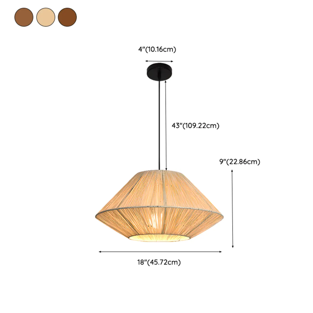 Adjustable Oriental Rattan & Metal Beige Pendant Light  #size | homeyfad