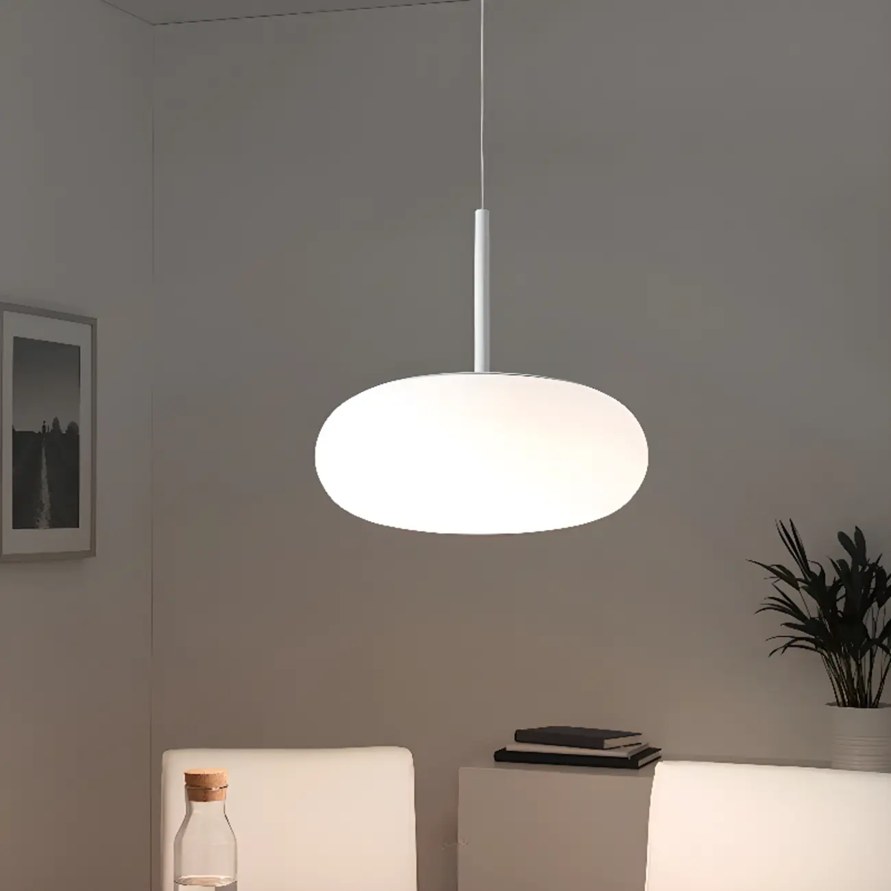 Modern Art Deco Resin Pendant Light with White Shade Image - 1 | homeyfad