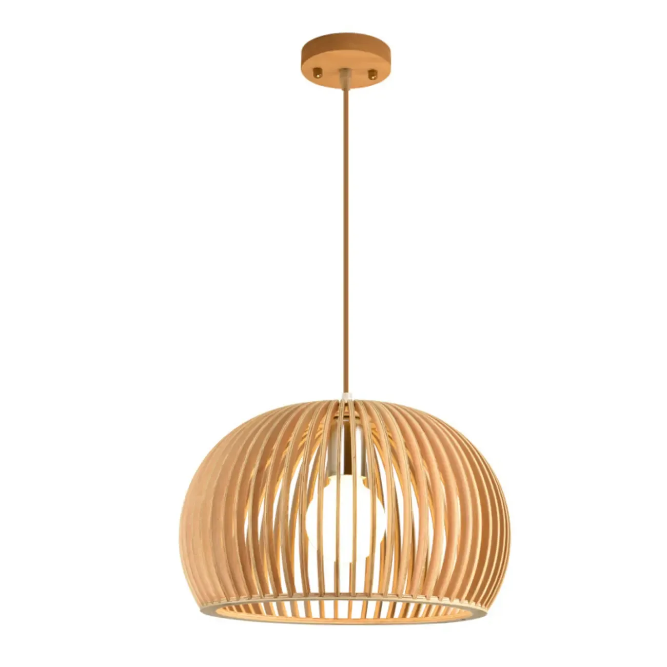 Oriental Adjustable Wood Pendant Light for Kitchen Dining Image - 3