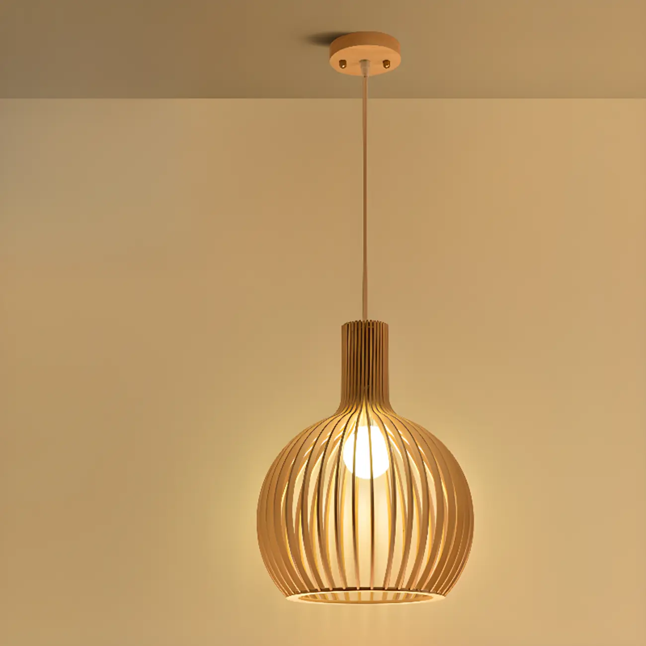 Oriental Adjustable Wood Pendant Light for Kitchen Dining Image - 6 | homeyfad