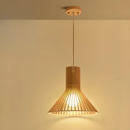 Oriental Adjustable Wood Pendant Light for Kitchen Dining Image - 8