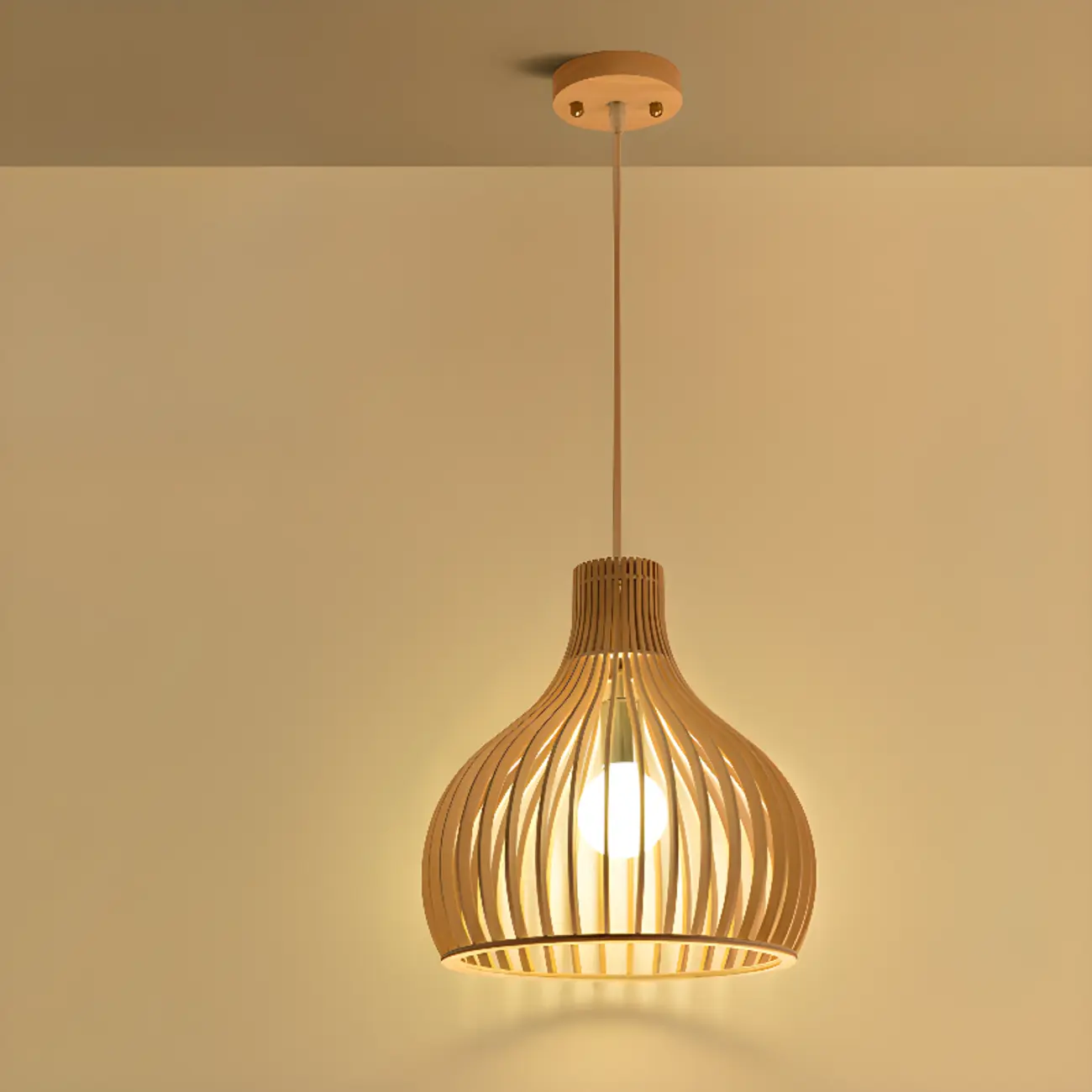 Oriental Adjustable Wood Pendant Light for Kitchen Dining Image - 12 | homeyfad