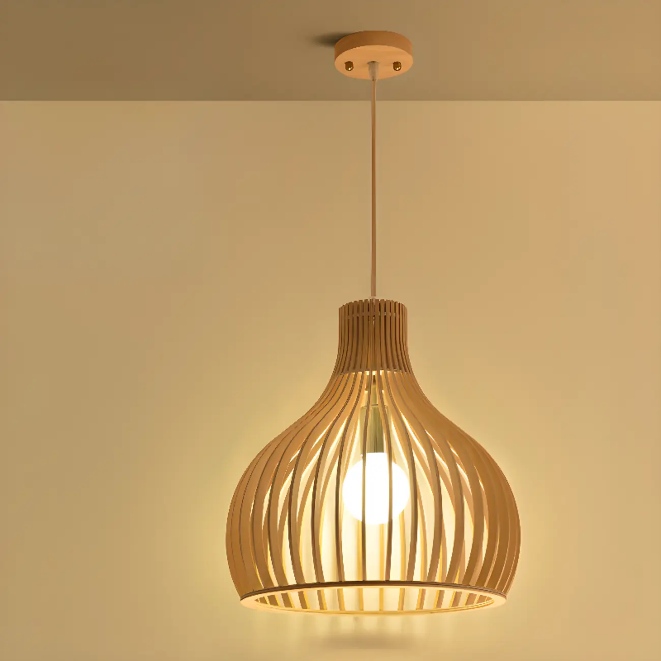 Oriental Adjustable Wood Pendant Light for Kitchen Dining Image - 14 | homeyfad