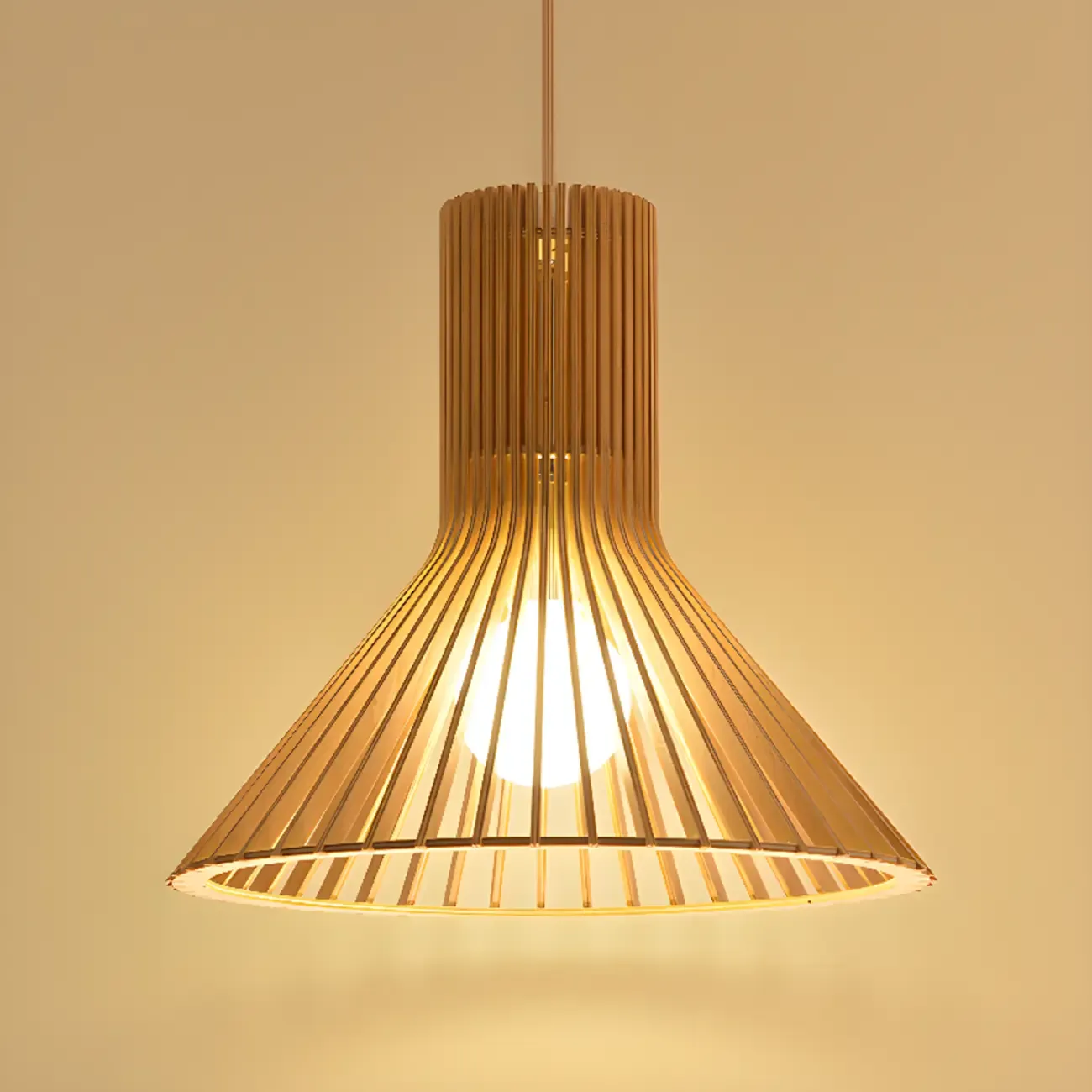 Oriental Adjustable Wood Pendant Light for Kitchen Dining Image - 17