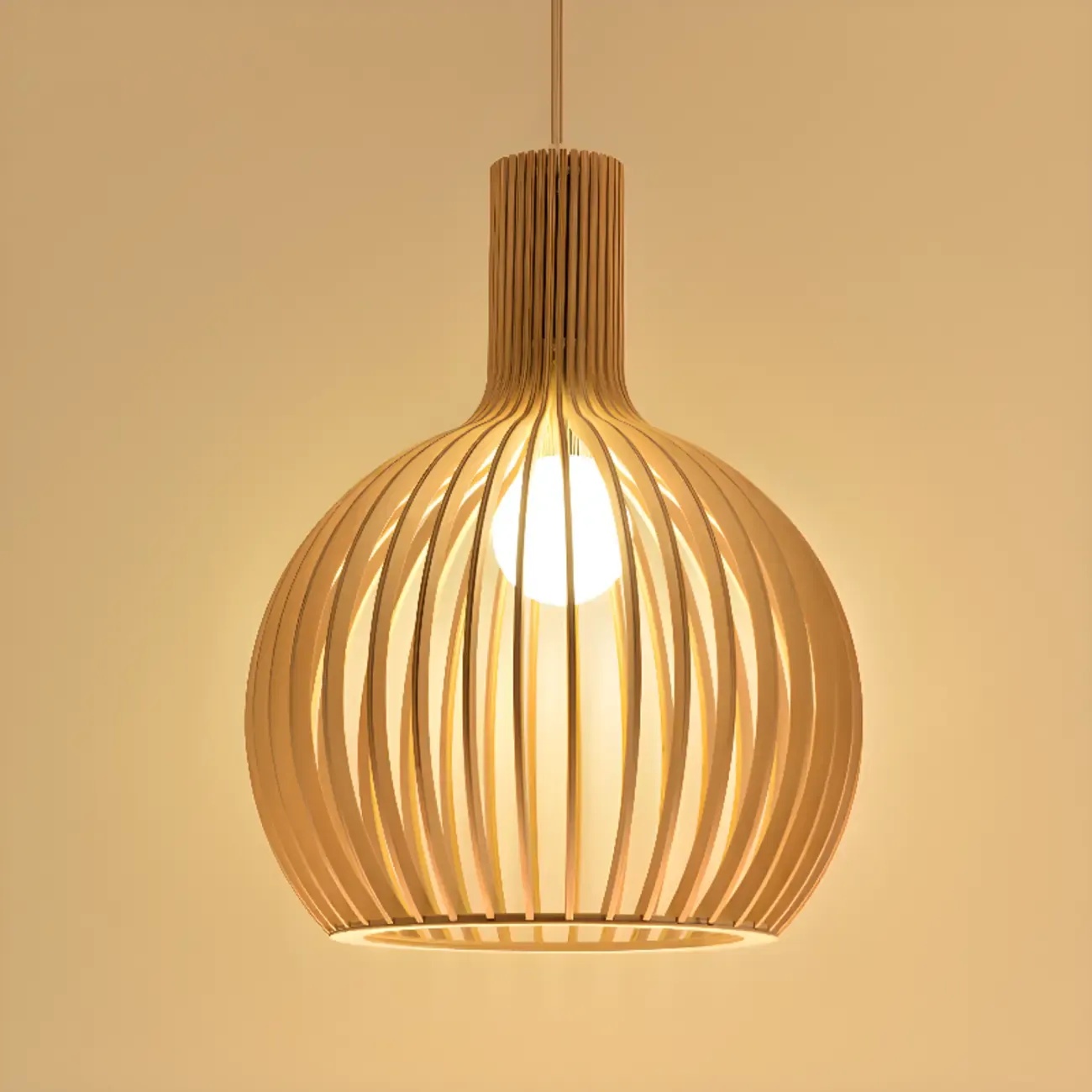 Oriental Adjustable Wood Pendant Light for Kitchen Dining Image - 21