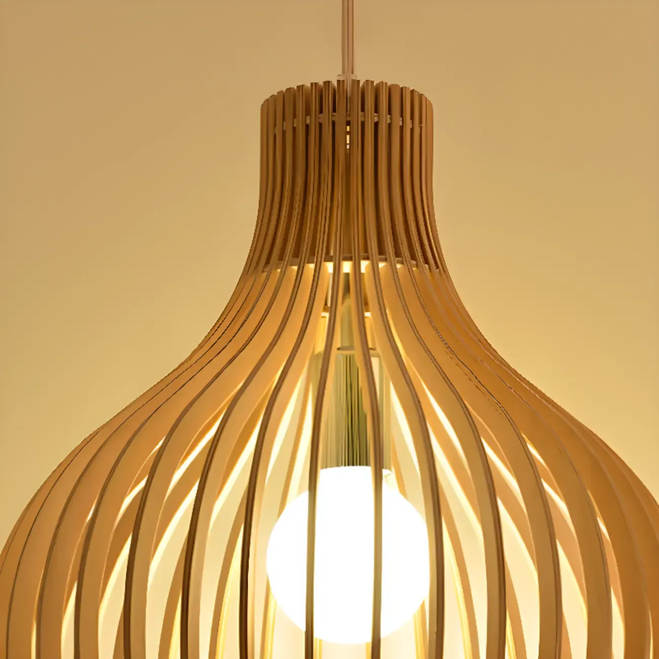 Oriental Adjustable Wood Pendant Light for Kitchen Dining Image - 25