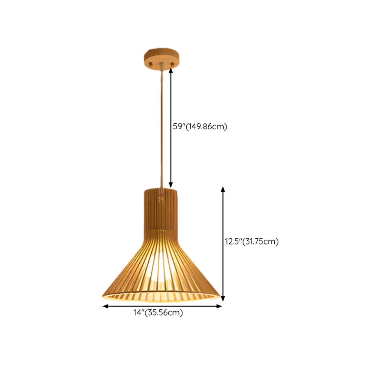 Oriental Adjustable Wood Pendant Light for Kitchen Dining #size | homeyfad
