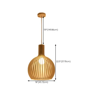Oriental Adjustable Wood Pendant Light for Kitchen Dining Image - 38