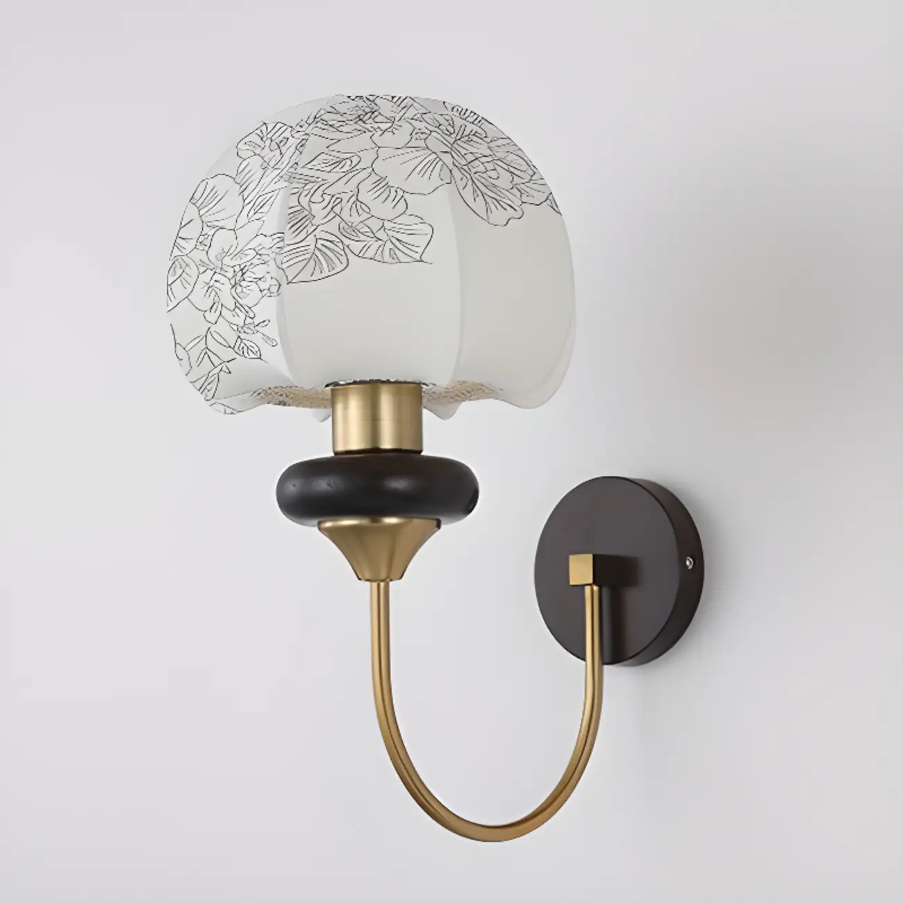 Vintage Floral Wall Sconce with Fabric Shade for Bedroom Image - 8 | homeyfad