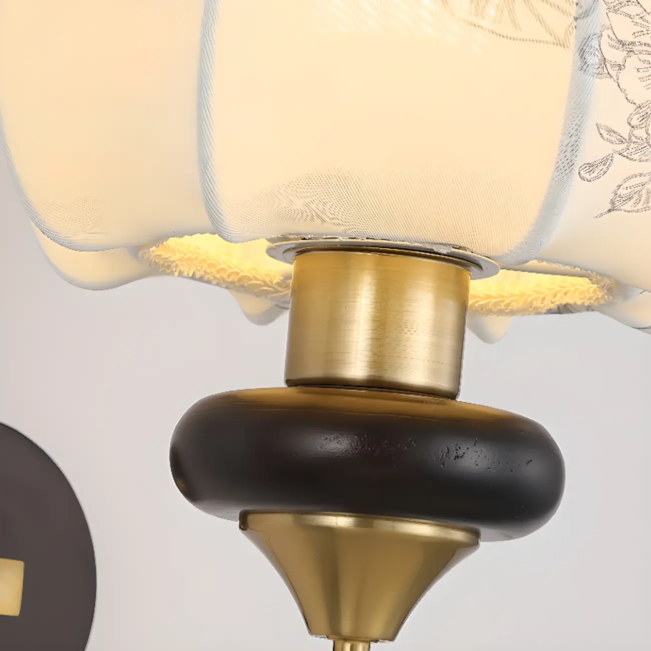 Vintage Floral Wall Sconce with Fabric Shade for Bedroom Image - 10 | homeyfad