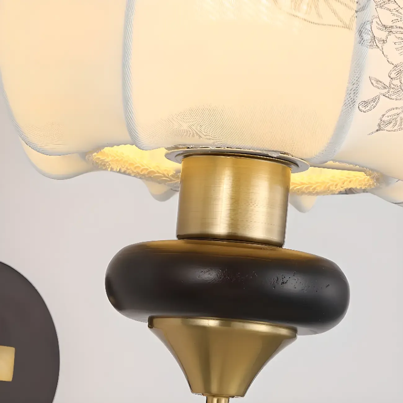 Vintage Floral Wall Sconce with Fabric Shade for Bedroom Image - 10