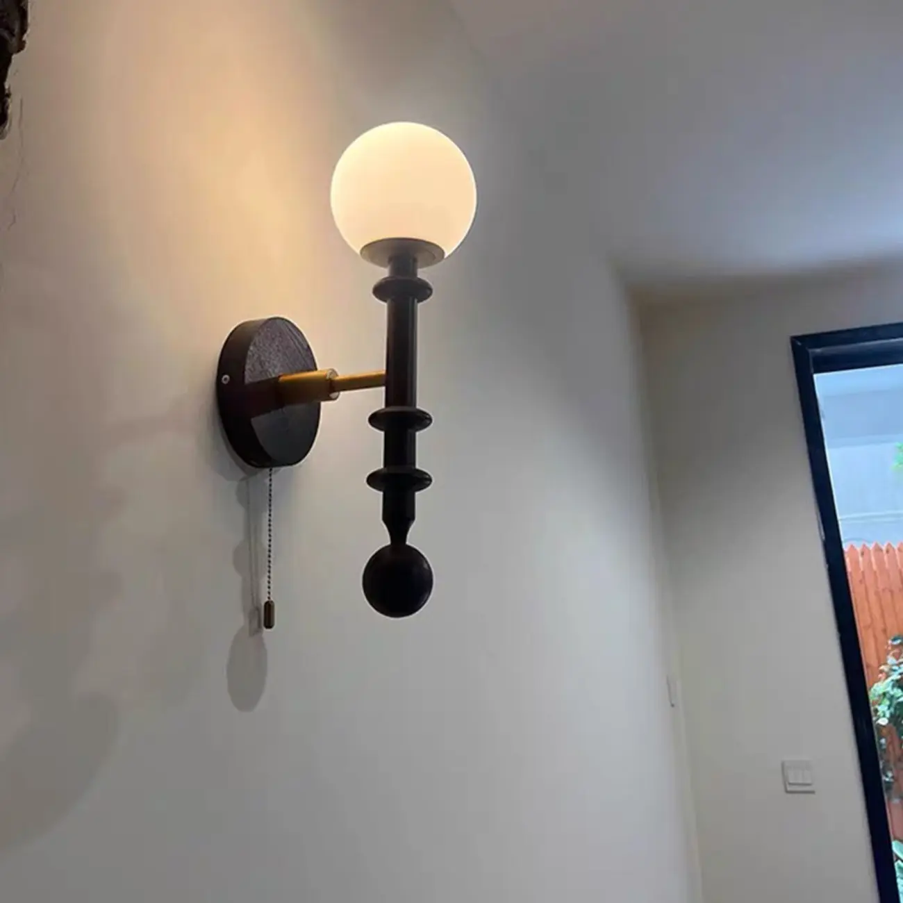 Retro Glass Globe Pull Chain Wall Sconce Image - 3 | homeyfad