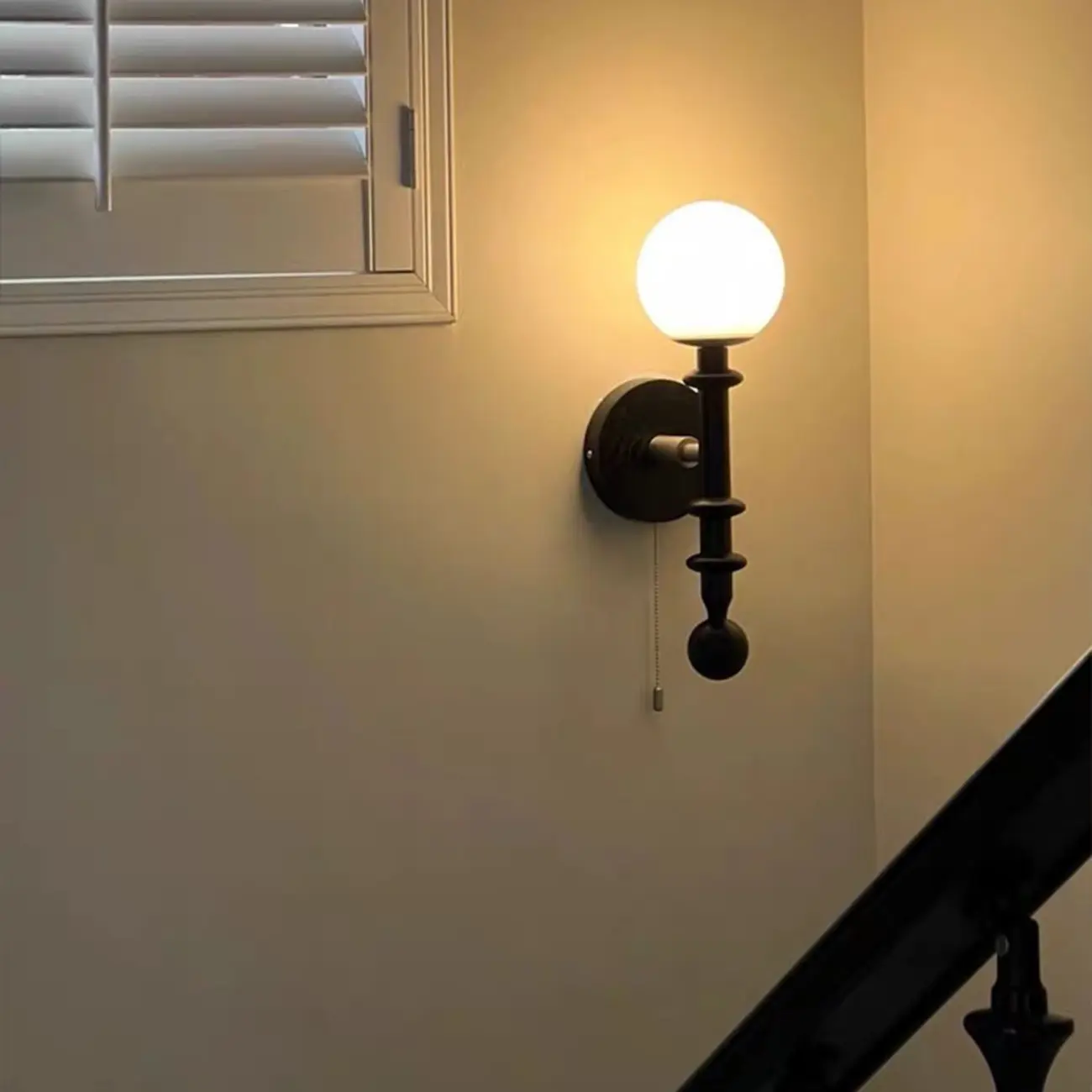 Retro Glass Globe Pull Chain Wall Sconce Image - 2 | homeyfad