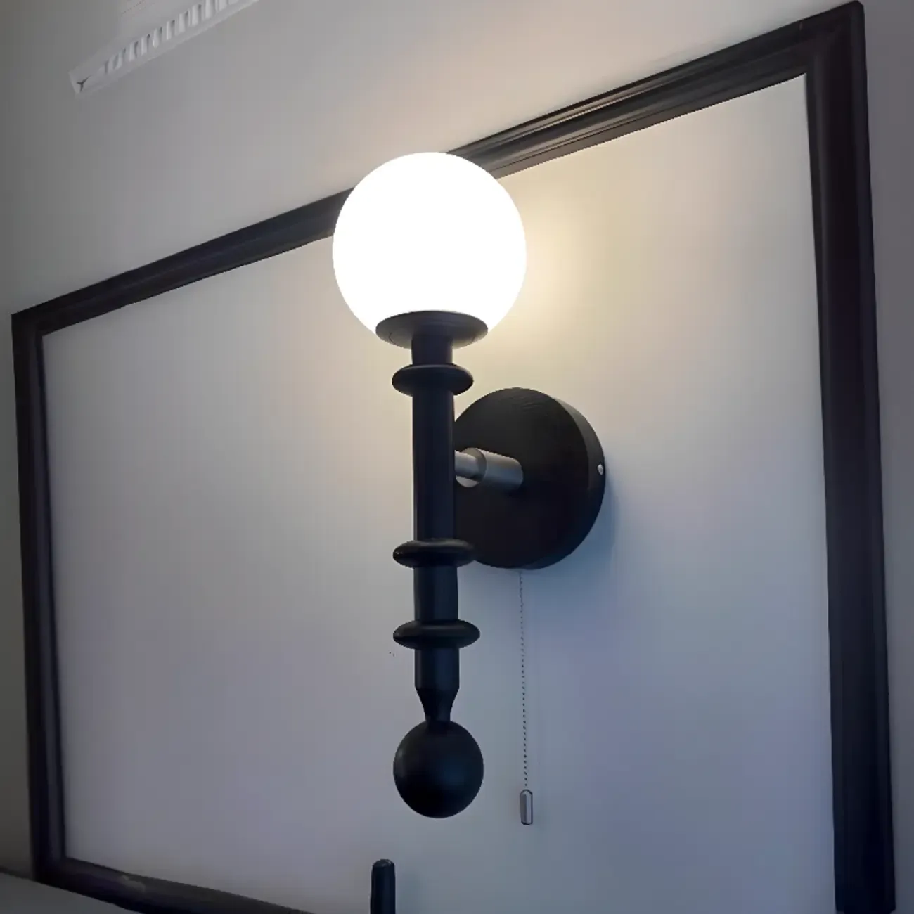 Retro Glass Globe Pull Chain Wall Sconce Image - 4