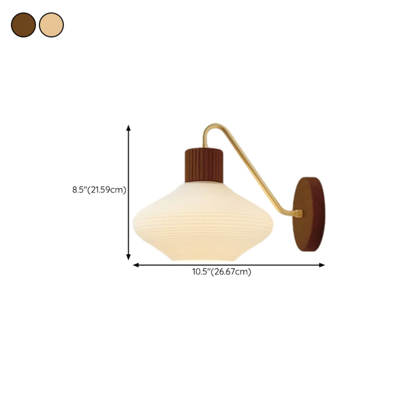 Modern Wood Wall Sconce with Chalk Glass Shade #size | homeyfad