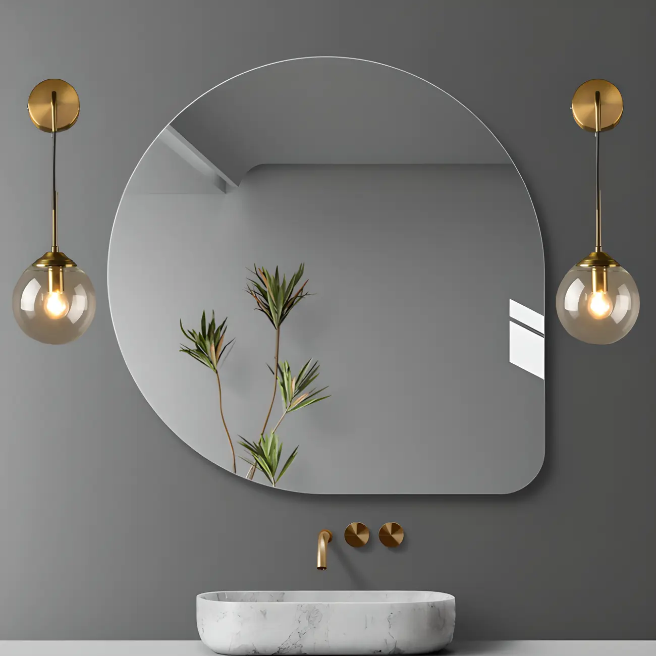 Modern Gold Globe Glass Wall Vanity Light for Bathroom | homeyfad