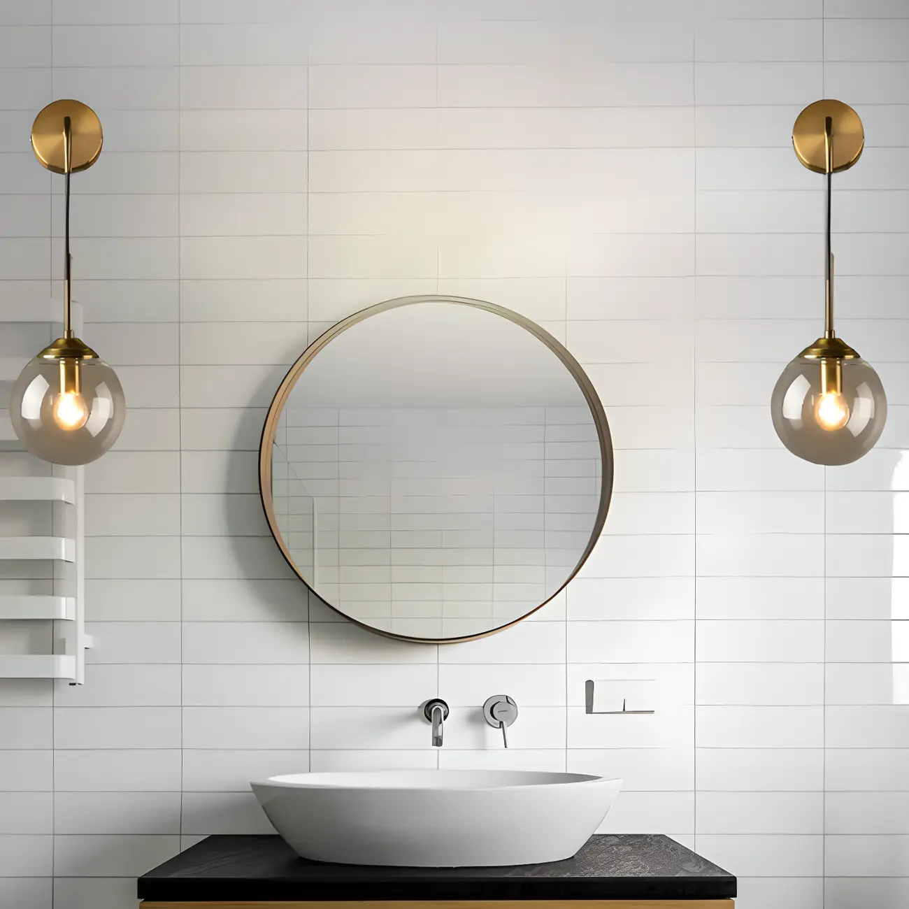Modern Gold Globe Glass Wall Vanity Light for Bathroom | homeyfad