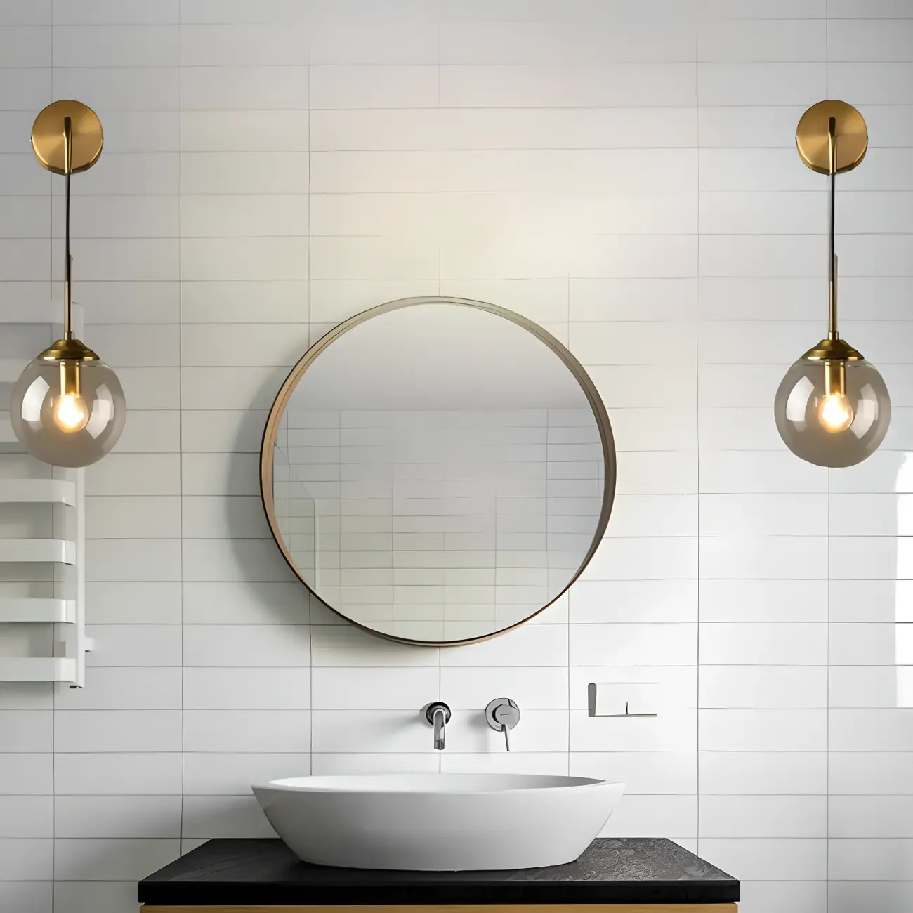Modern Gold Globe Glass Wall Vanity Light for Bathroom