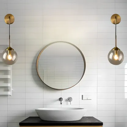 Modern Gold Globe Glass Wall Vanity Light for Bathroom