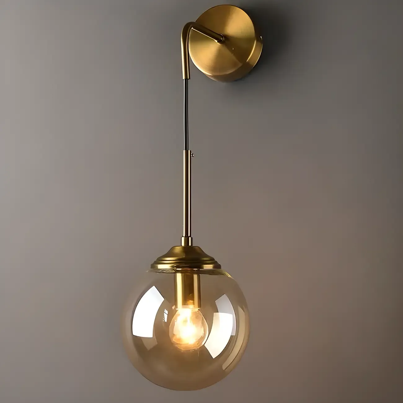 Modern Gold Globe Glass Wall Vanity Light for Bathroom