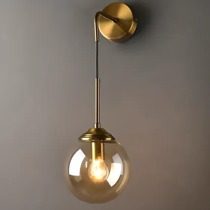 Modern Gold Globe Glass Wall Vanity Light for Bathroom