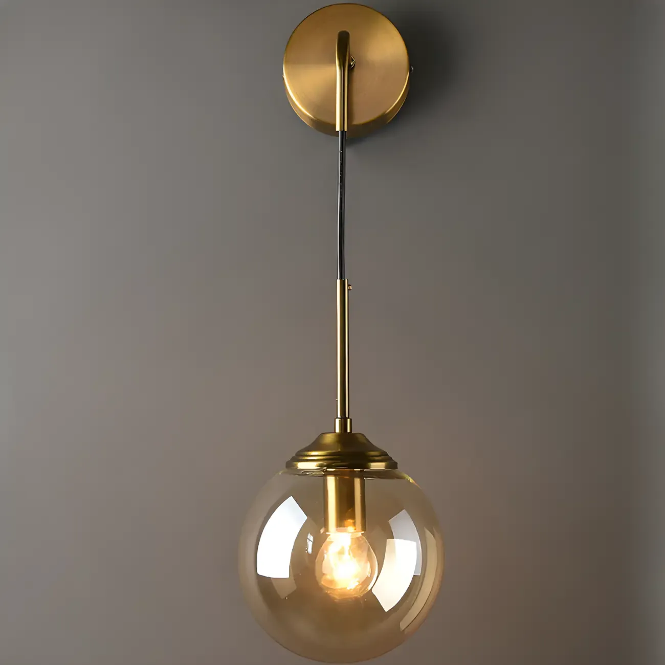 Modern Gold Globe Glass Wall Vanity Light for Bathroom