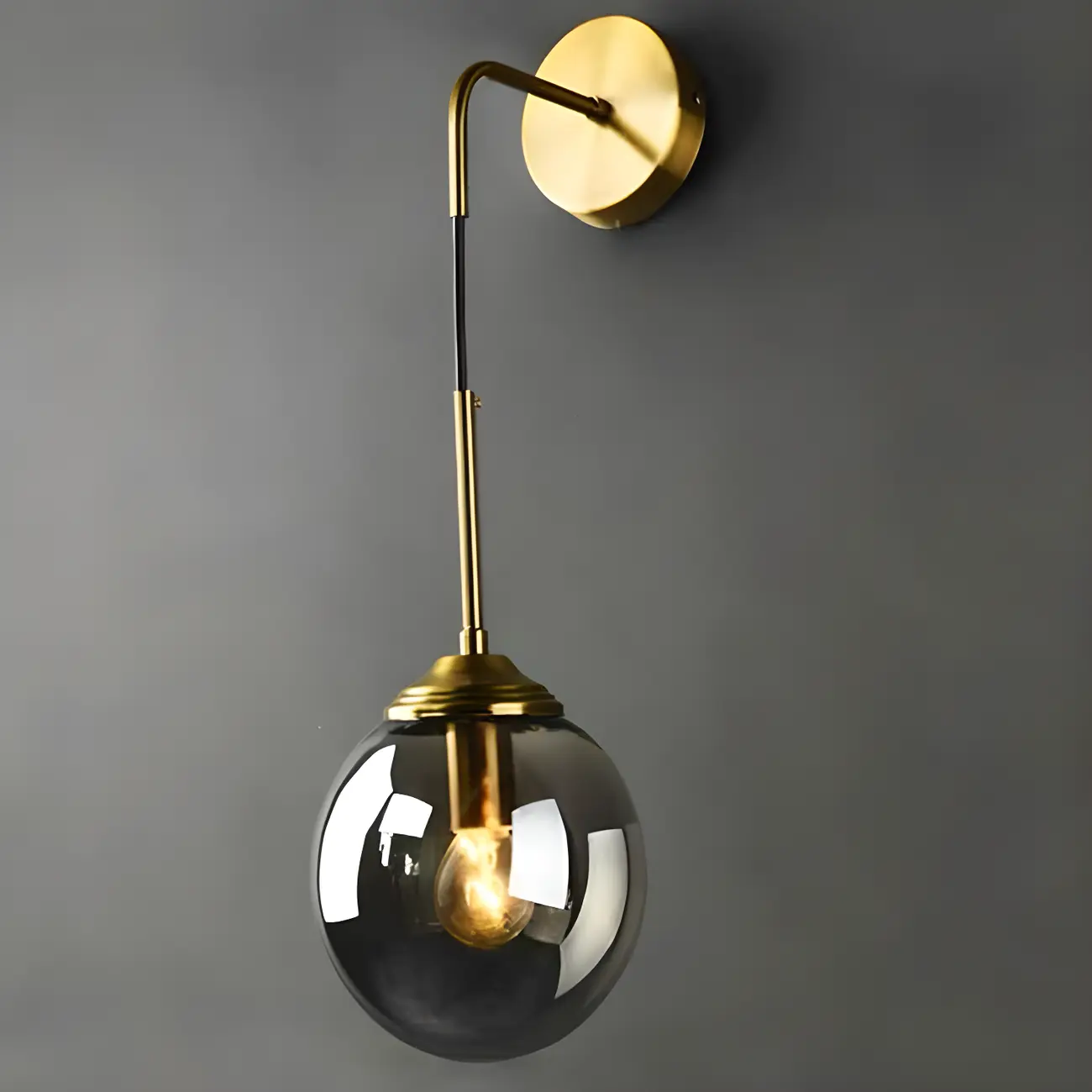 Modern Gold Globe Glass Wall Vanity Light for Bathroom | homeyfad