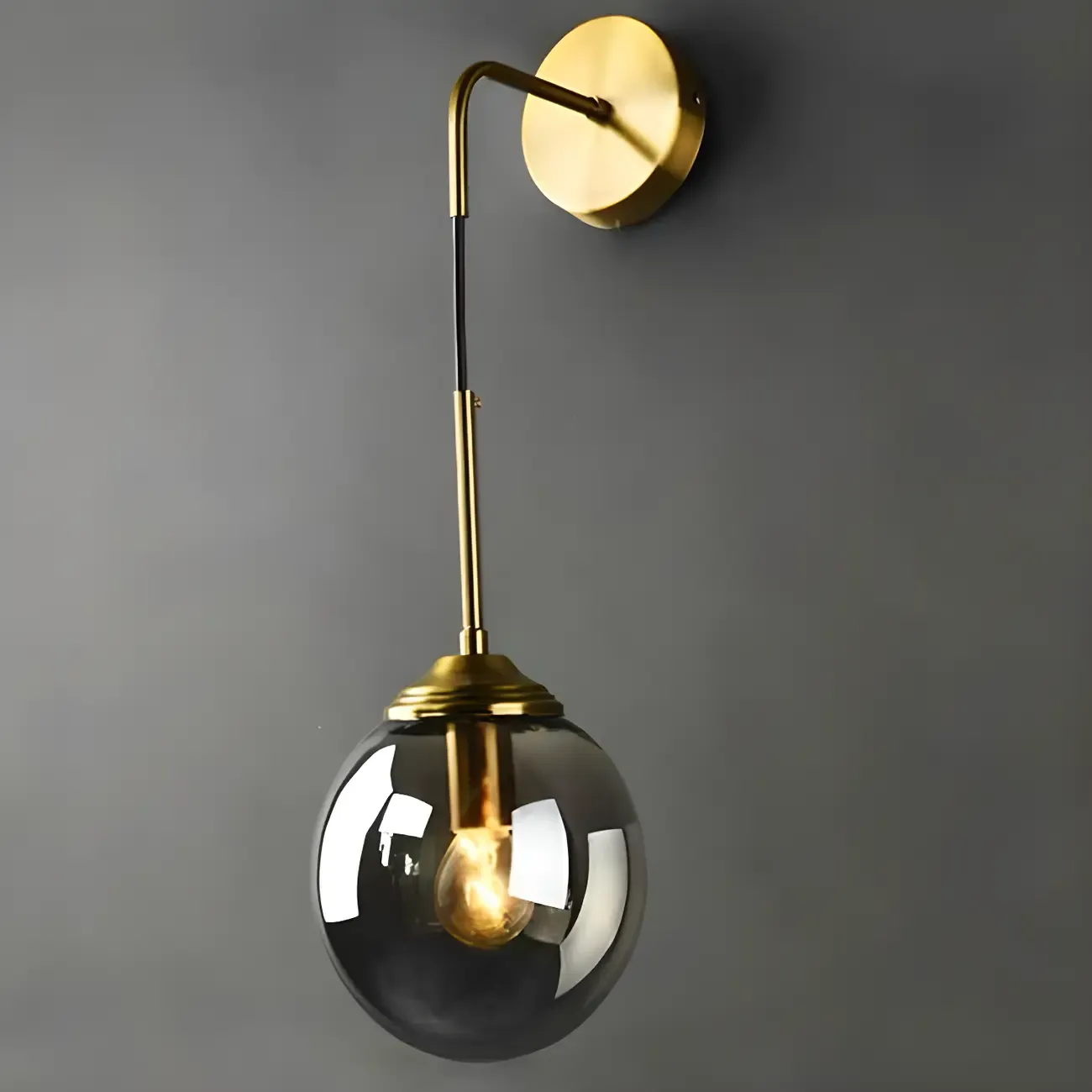 Modern Gold Globe Glass Wall Vanity Light for Bathroom