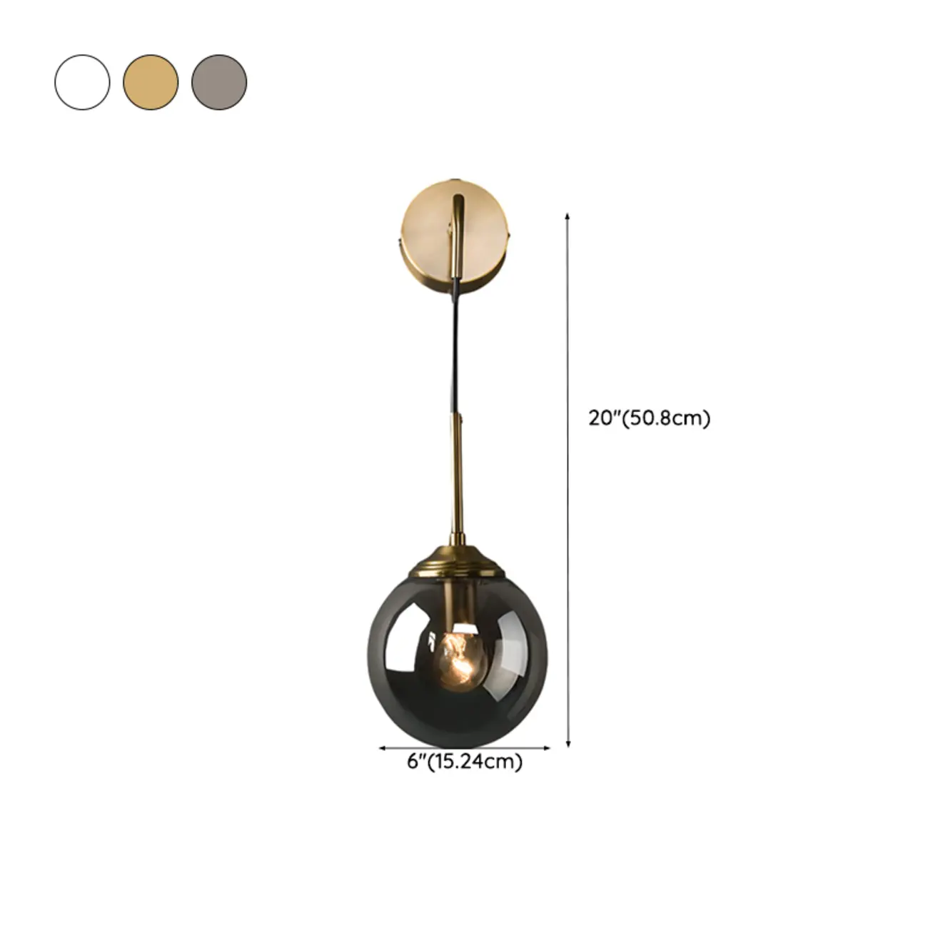 Modern Gold Globe Glass Wall Vanity Light for Bathroom | homeyfad