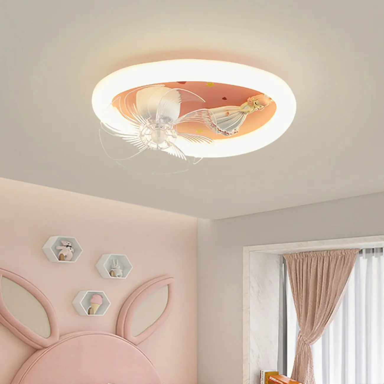 Kids Room Pink LED Ceiling Fan with Dimmable Light Image - 2 | homeyfad