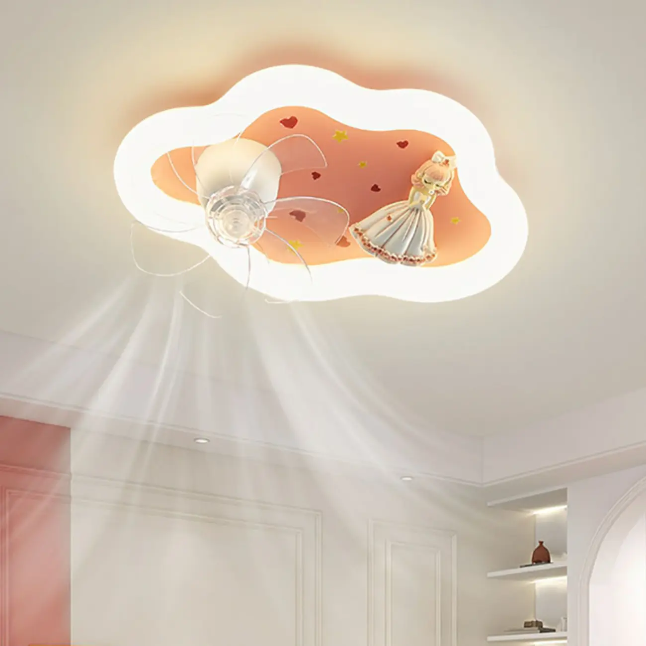 Kids Room Pink LED Ceiling Fan with Dimmable Light Image - 1 | homeyfad