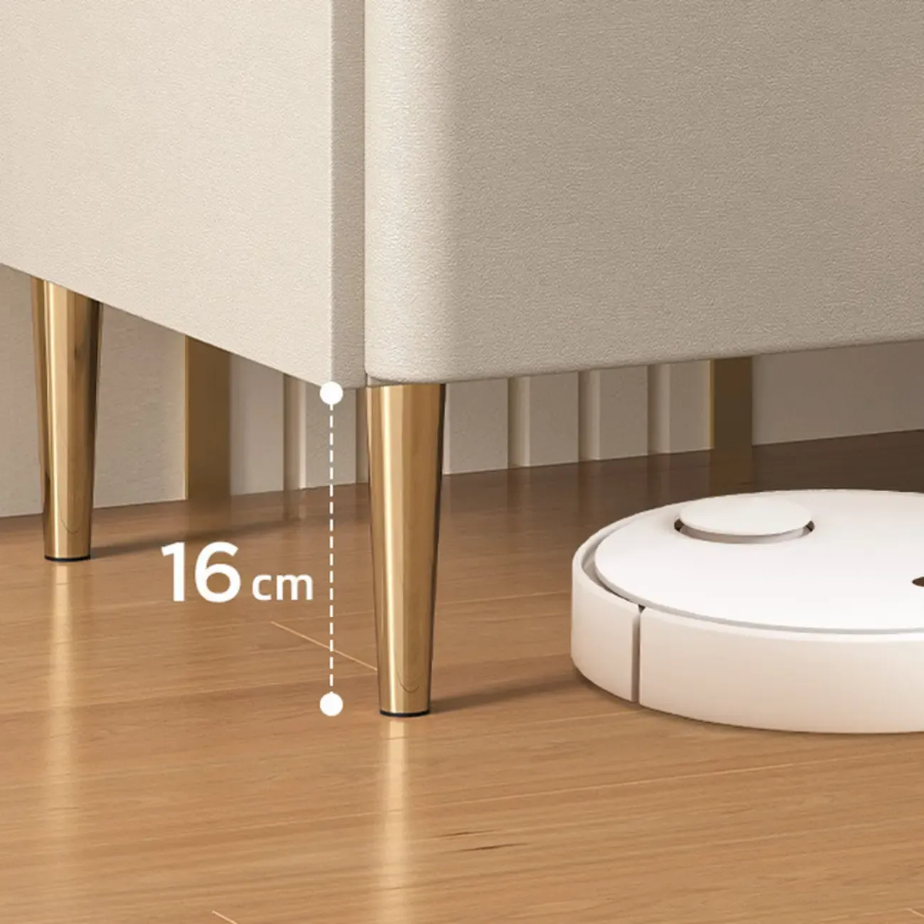 Modern Stone Top Leather Drawers Nightstand with Golden Legs Image - 10