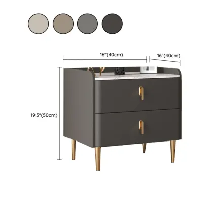 Modern Stone Top Leather Drawers Nightstand with Golden Legs #size