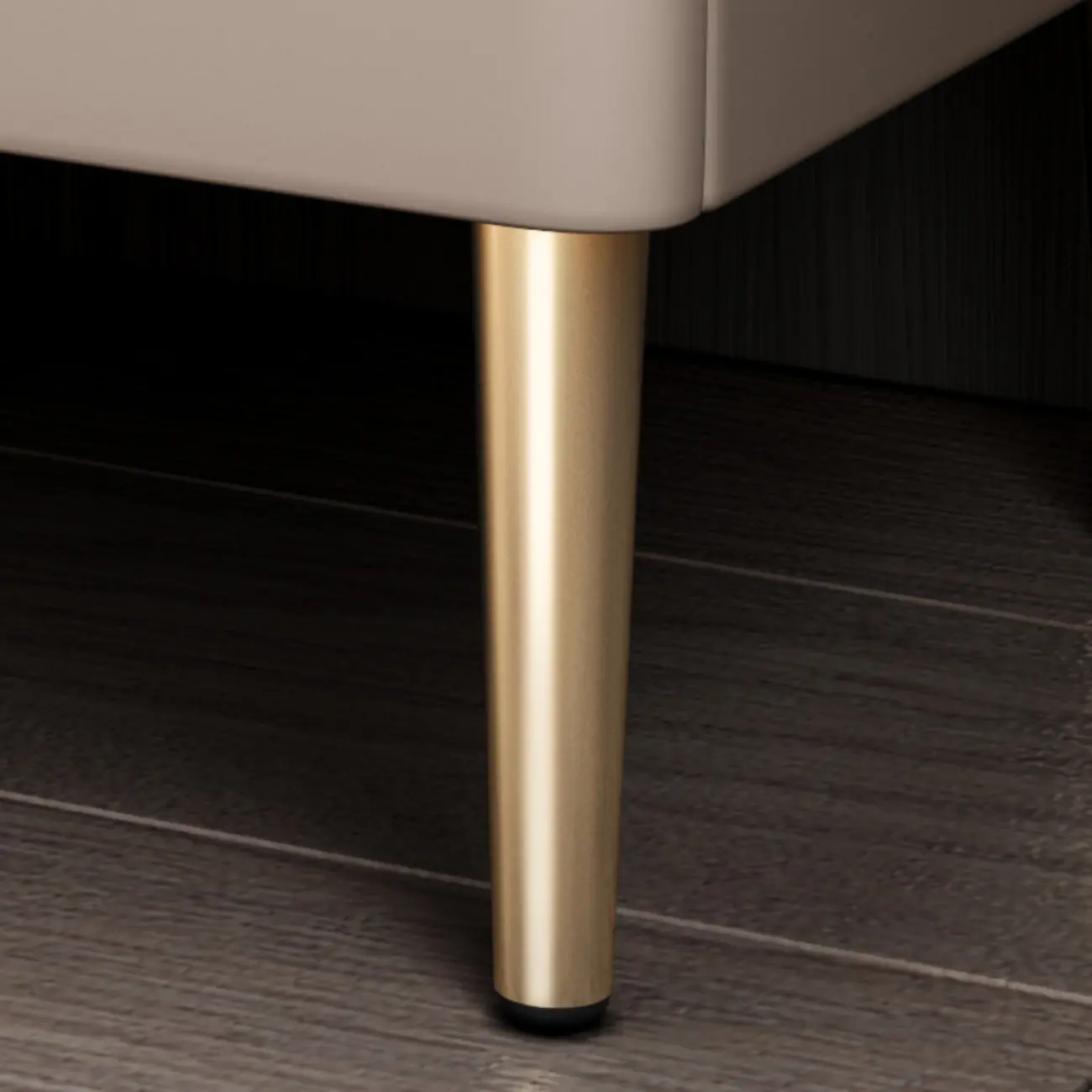 Modern Stone Top Gold Accents Leather 2 Drawer Nightstand Image - 13 | homeyfad