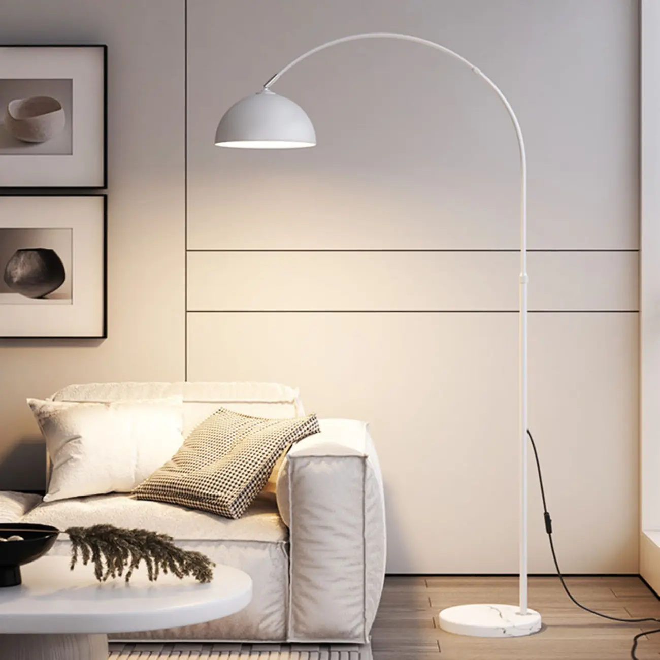 Modern Arc Floor Lamp Plug-In Adjustable Height for Living Room | homeyfad