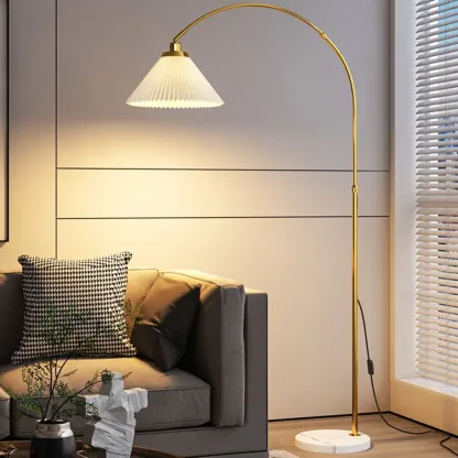 Modern Arc Floor Lamp Plug-In Adjustable Height for Living Room