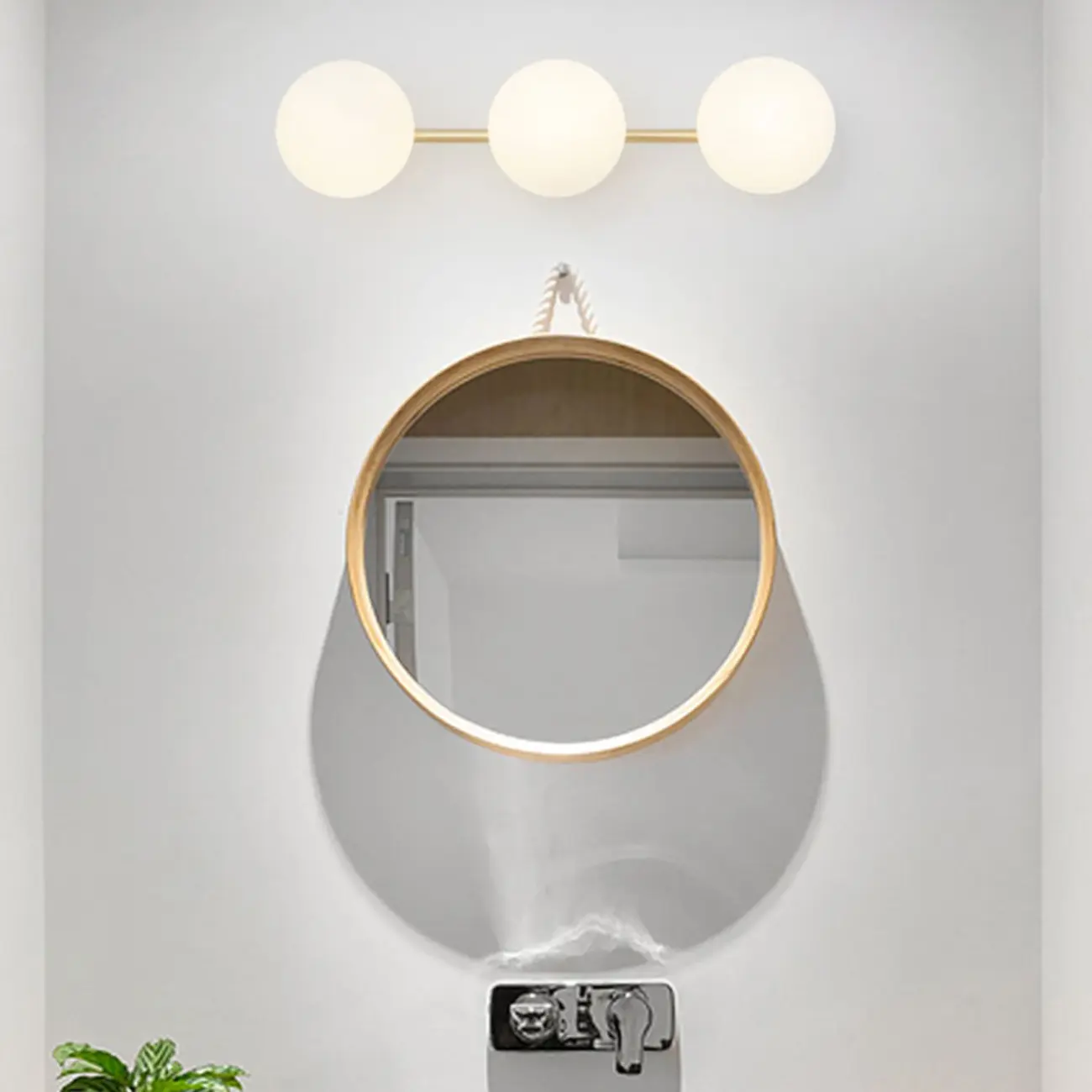Modern Gold Metal Vanity Light with Globe Glass for Bathroom Image - 4 | homeyfad