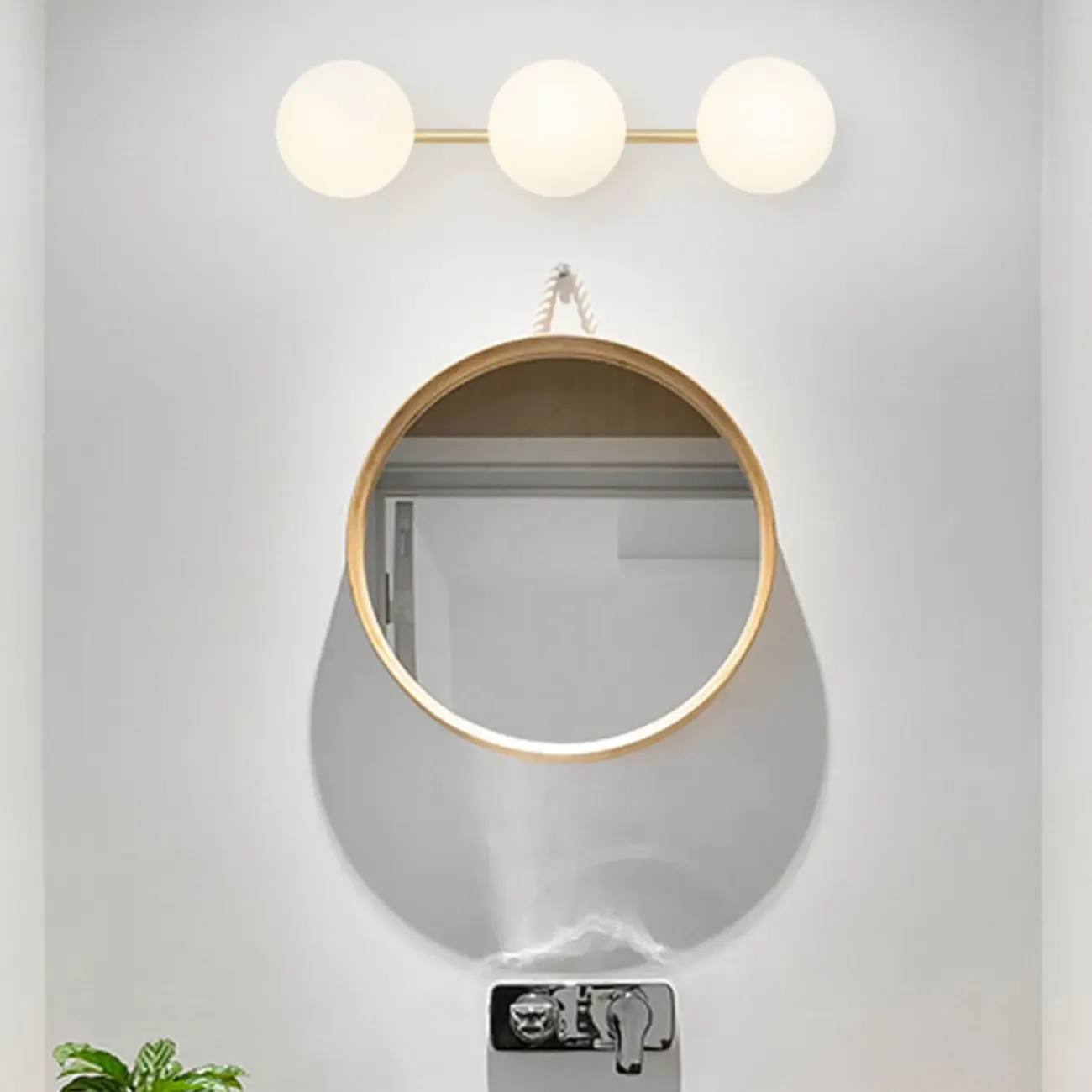 Modern Gold Metal Vanity Light with Globe Glass for Bathroom Image - 4
