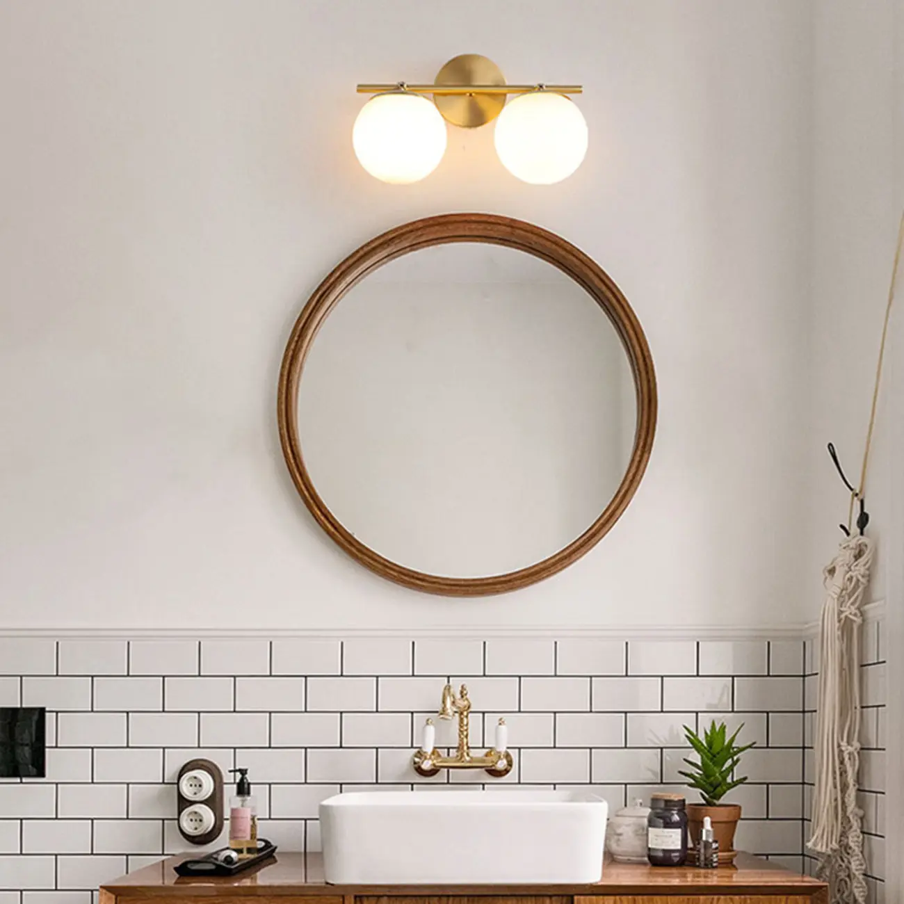 Modern Gold Metal Vanity Light with Globe Glass for Bathroom Image - 6 | homeyfad
