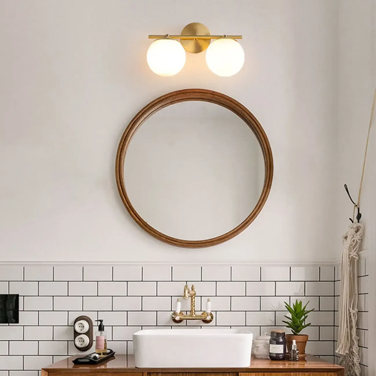 Modern Gold Metal Vanity Light with Globe Glass for Bathroom Image - 6
