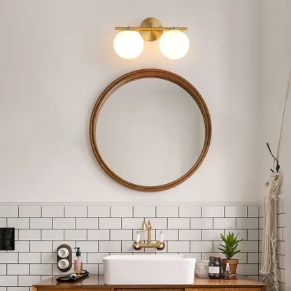 Modern Gold Metal Vanity Light with Globe Glass for Bathroom Image - 6
