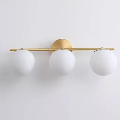 Modern Gold Metal Vanity Light with Globe Glass for Bathroom Image - 10