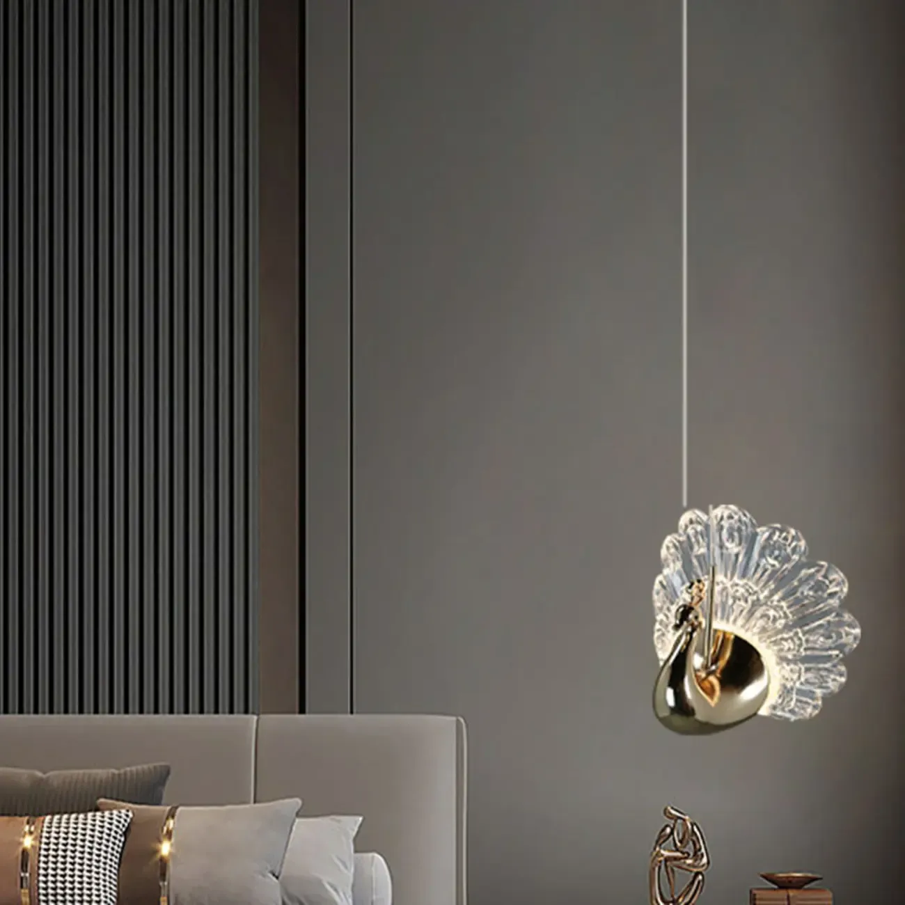 Modern Dimming LED Gold Acrylic Floral Pendant Light Image - 1