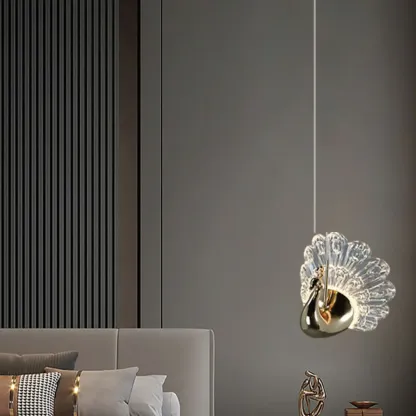 Modern Dimming LED Gold Acrylic Floral Pendant Light Image - 1