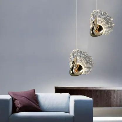 Modern Dimming LED Gold Acrylic Floral Pendant Light Image - 2