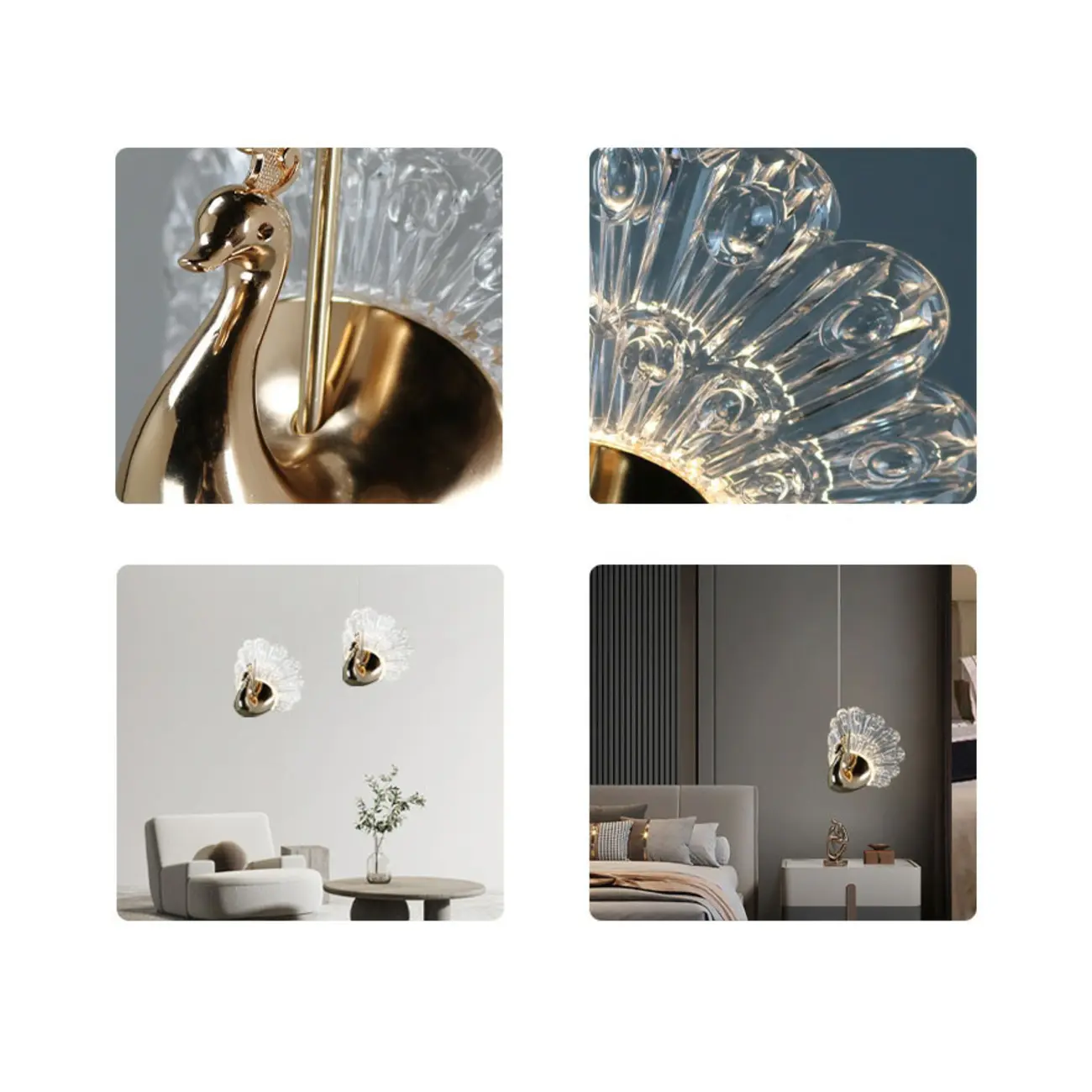 Modern Dimming LED Gold Acrylic Floral Pendant Light Image - 12 | homeyfad