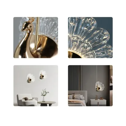 Modern Dimming LED Gold Acrylic Floral Pendant Light Image - 12